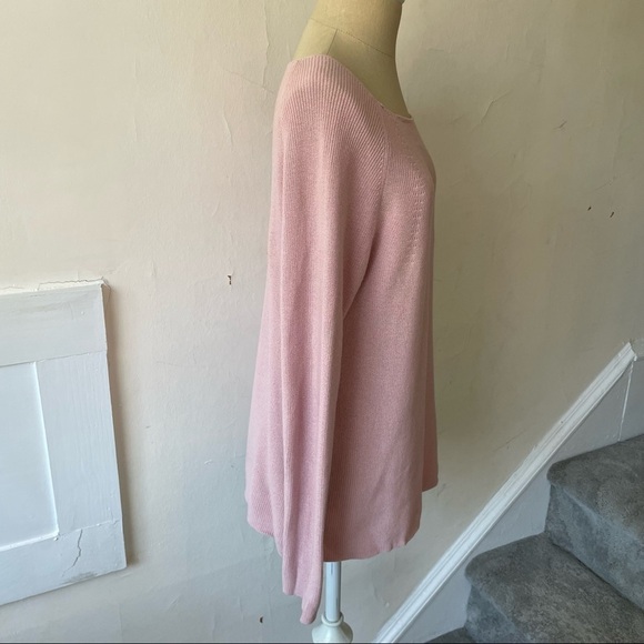 525 America Revolve Pink 100% Cotton Fine Knit Rob Square Neck Sweater EUC Sz M - Picture 4 of 8